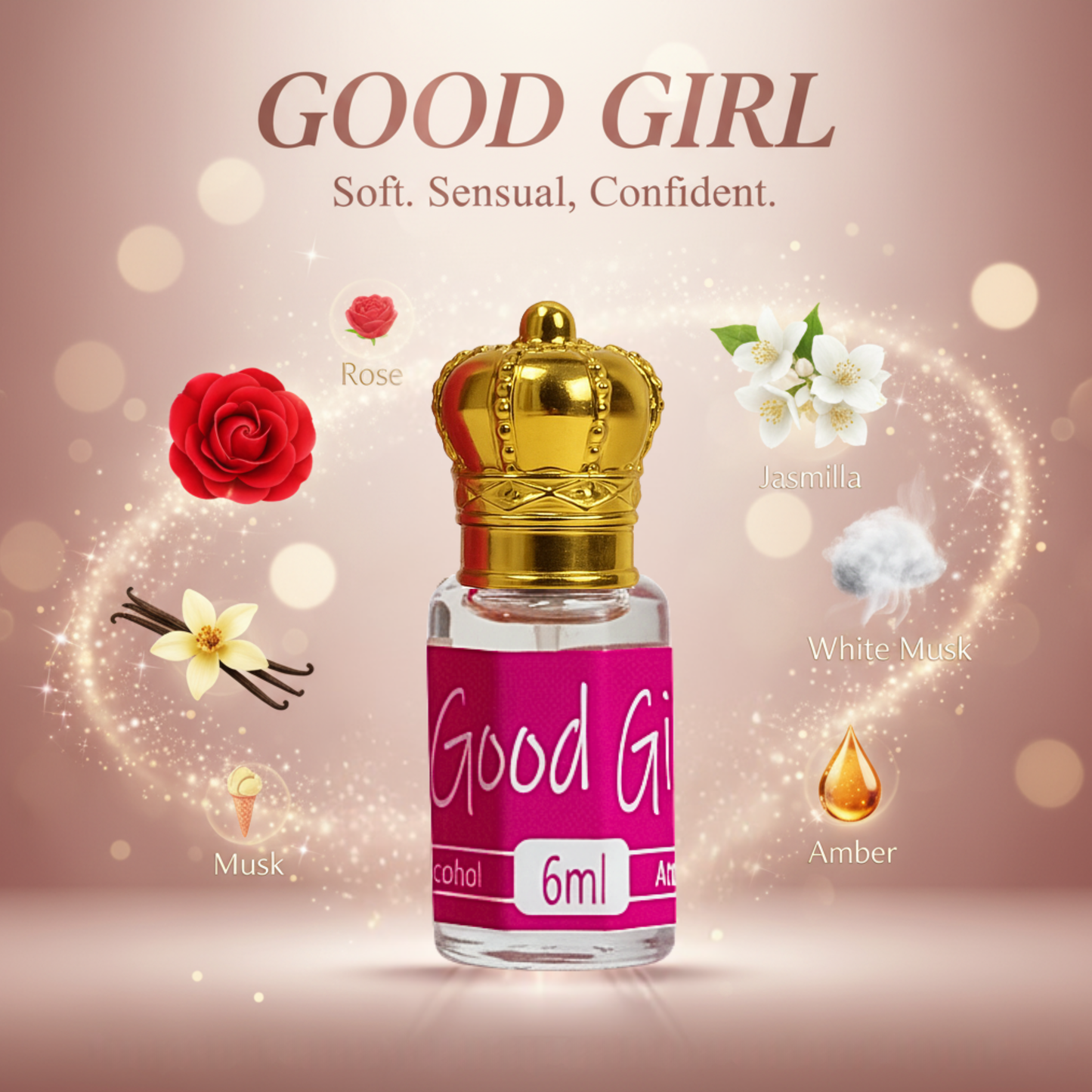 Mufti Umar Good Girl-12ml | Non-Alcoholic Roll-on Fragrance | Premium Attar | For Her |